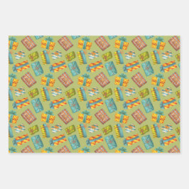 Papel de regalo con estampado de regalitos