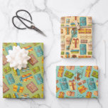 Papel de regalo con estampado de regalitos<br><div class="desc">Papel para envolver con estampado de regalitos</div>