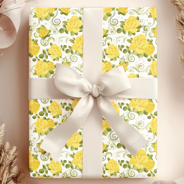 Papel de Regalo con Estampado de Rosas Amarillas (Subido por el creador)