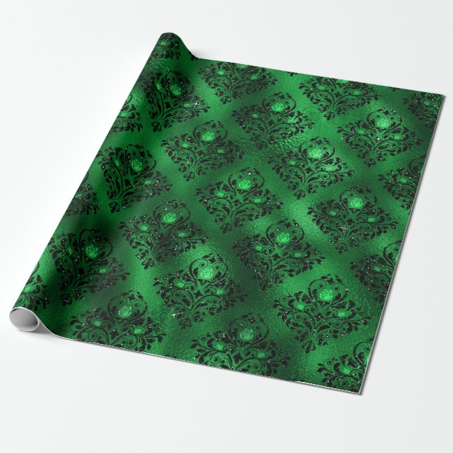 Papel de regalo con estampado de rosas damasco en  (Desenrollado)