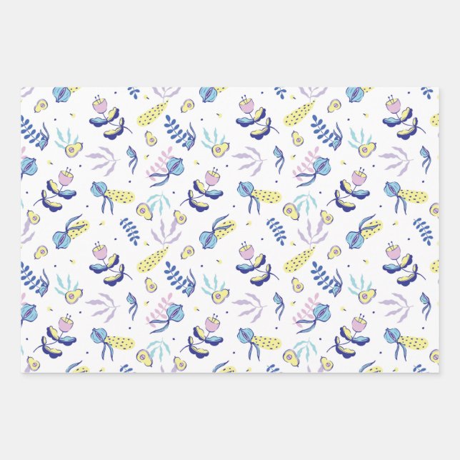 Papel de regalo con estampado floral amarillo (Anverso 2)