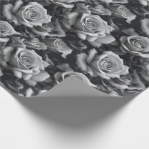 Papel de regalo con estampado floral de rosa en ne