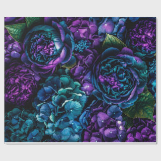 Papel de regalo con estampado floral en azul turqu