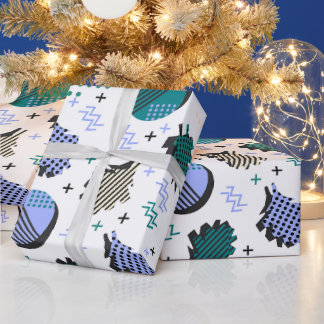 Papel de regalo con estilo Memphis geométrico abst