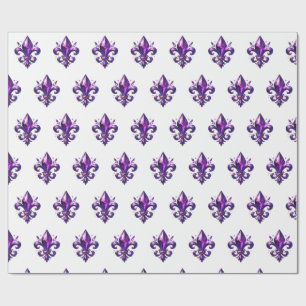 papel de regalo con flor de lis morada