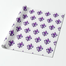 papel de regalo con flor de lis morada