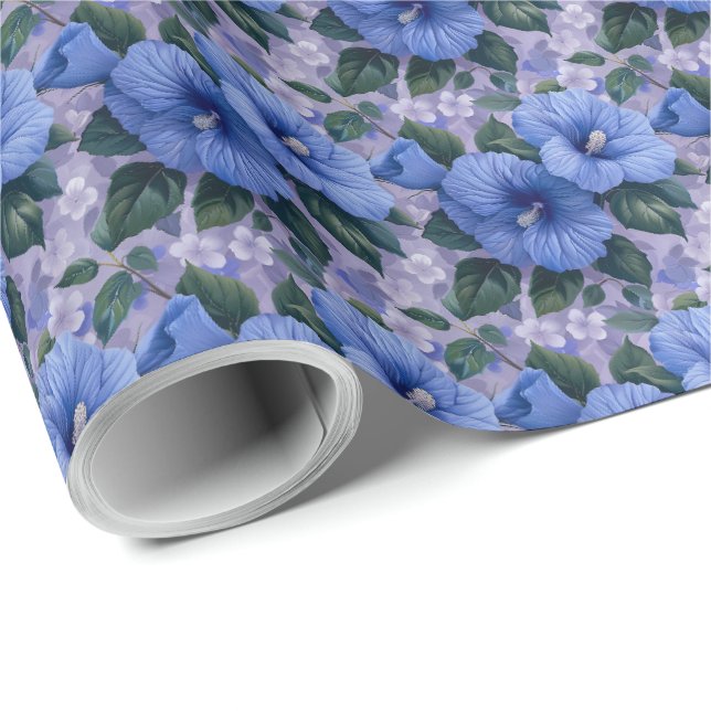 Papel de regalo con flores azules Flor Gift Wrappi (Esquina del rollo)