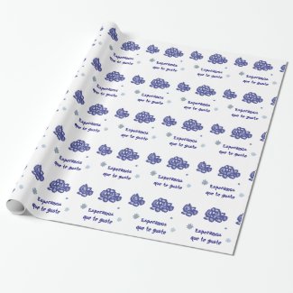 Papel de regalo con flores azules "te guste" wrapping paper