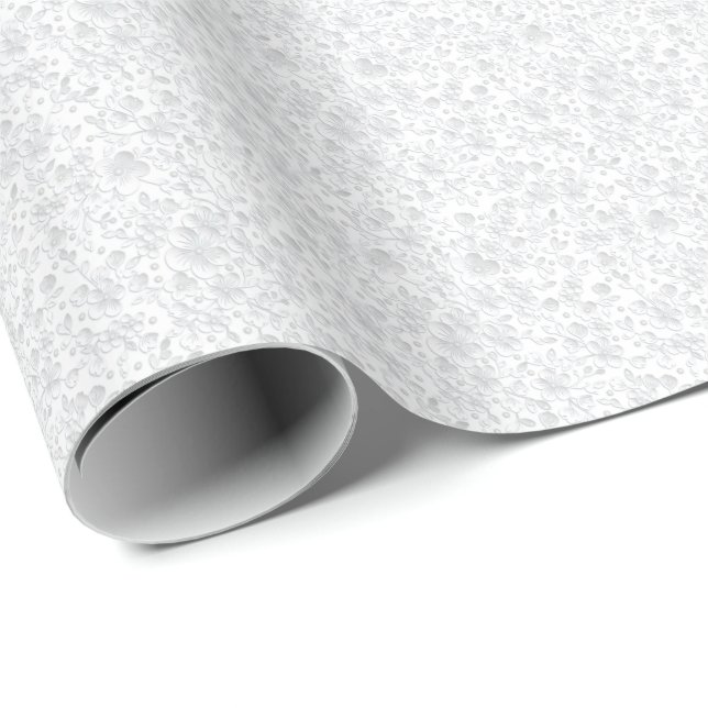 Papel de regalo con flores de encaje floral blanco (Esquina del rollo)