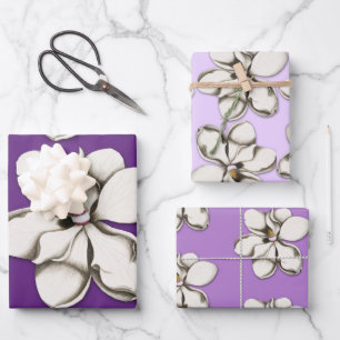 Papel de regalo con flores de magnolia del sur