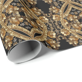 Papel de Regalo con Flores Doradas Ornamentadas