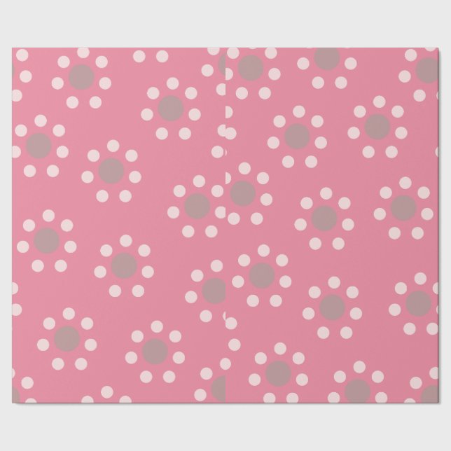 Papel de regalo con flores rosas punteadas (Costura)