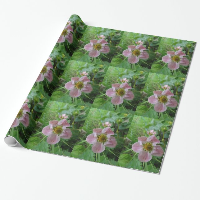Papel de regalo con foto de flor rosa (Desenrollado)