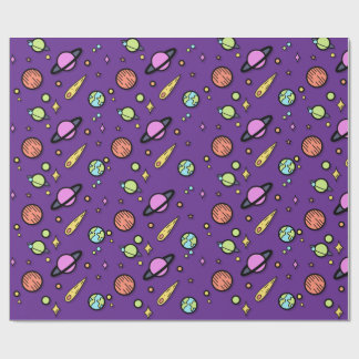 Papel de regalo con garabato espacial colorido | P
