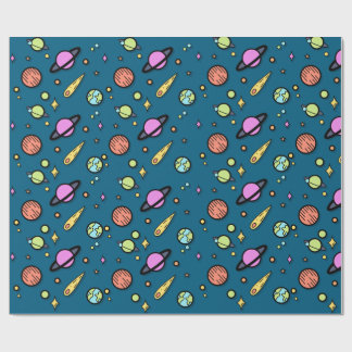 Papel de regalo con garabato espacial colorido | P