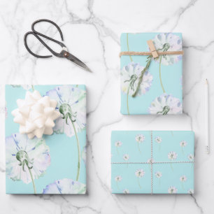 Papel de regalo con hojas de diente de león acuare