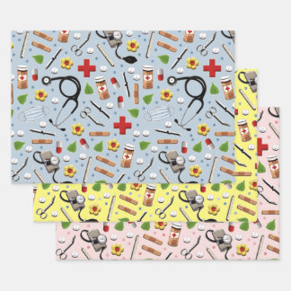 Papel de regalo con hojas para doctor