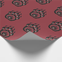 Papel de regalo con huella de oso de Borgoña