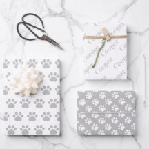 Papel de Regalo con Huellas de Pata y Nombre Perso