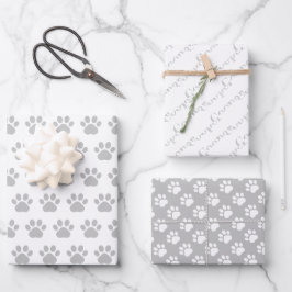 Papel de Regalo con Huellas de Pata y Nombre Perso