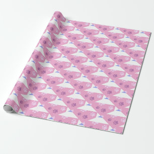 Papel de regalo con huellas de patas rosadas, mage