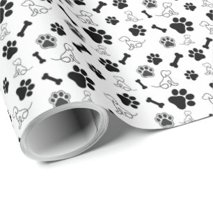 Papel de regalo con huellas de perro