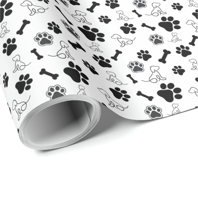 Papel de regalo con huellas de perro (Esquina del rollo)