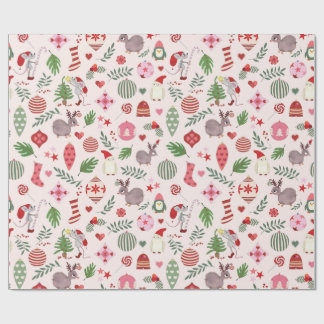 Papel de regalo con iconos de Navidad dibujados a 