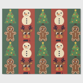 Papel de regalo con iconos navideños lindos