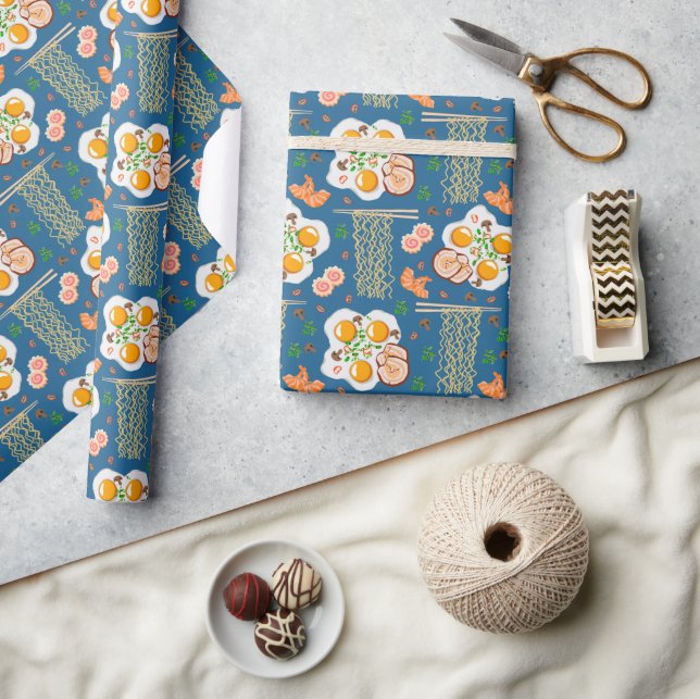 Papel de regalo con ilustración de comida asiática (Artesanía)