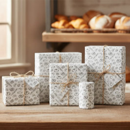 Papel de regalo con ilustración de panadería dibuj