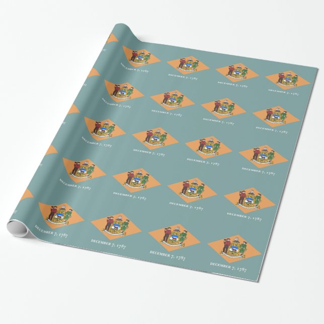 Papel de regalo con la bandera de Delaware (Desenrollado)