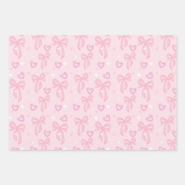 Papel de regalo con lazo rosa lindo (Anverso)
