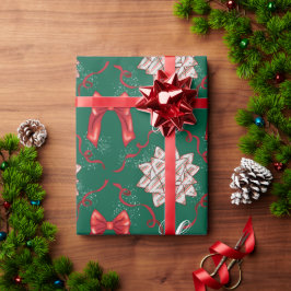 Papel de Regalo con Lazos de Navidad
