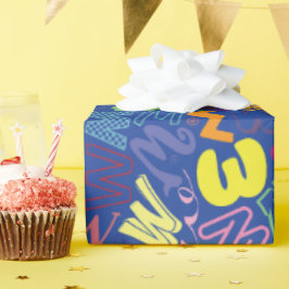 Papel de regalo con letra del alfabeto W - Azul