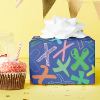 Papel de regalo con letra del alfabeto X - Azul