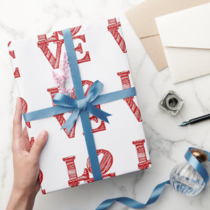 Papel de regalo con logotipo de LOVE, regalo del d
