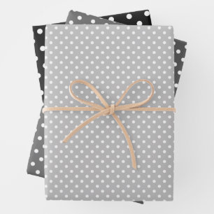 Papel de Regalo Con Lunares Blancos Sobre Gris Neg