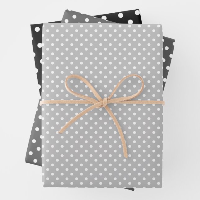 Papel de Regalo Con Lunares Blancos Sobre Gris Neg (In situ)