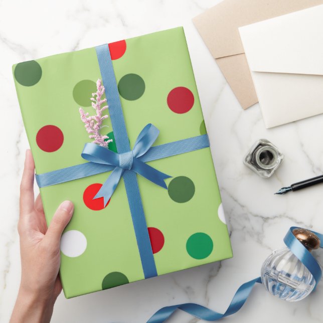 Papel de regalo con lunares de arcoíris verde de N (Regalar)