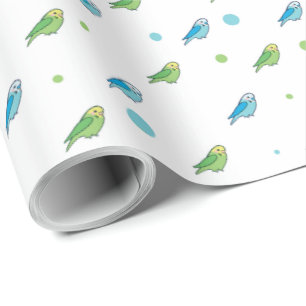 Papel de regalo con lunares de periquito