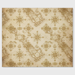 Papel de regalo con mapa antiguo del mundo
