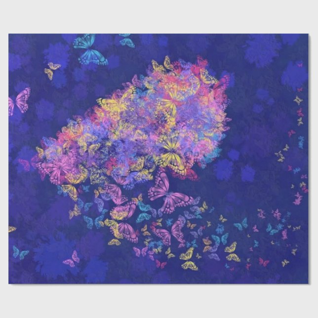 Papel de Regalo con Mariposas Corazón (Superficie plana)