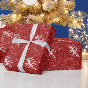 Papel de regalo con monograma personalizado en roj