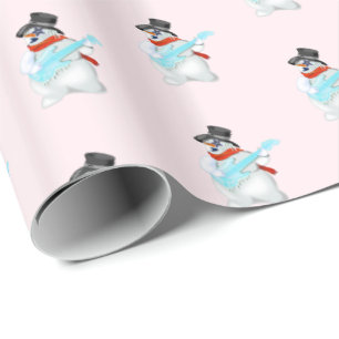 Papel de Regalo con Muñeco de Nieve de Rock