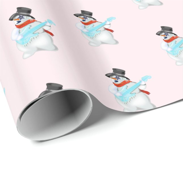 Papel de Regalo con Muñeco de Nieve de Rock (Esquina del rollo)
