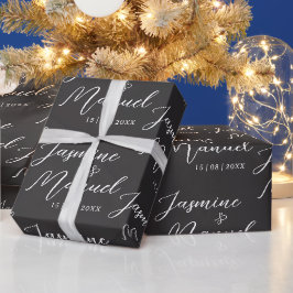 Papel de regalo con nombres de pareja Boda
