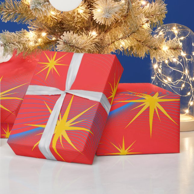 Papel de regalo con ondas de neón de explosión de  (Vacaciones)