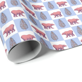 Papel de regalo con osos polares y topiaria de imp