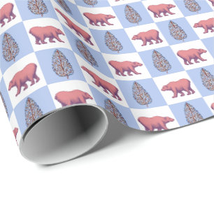 Papel de regalo con osos polares y topiaria de imp